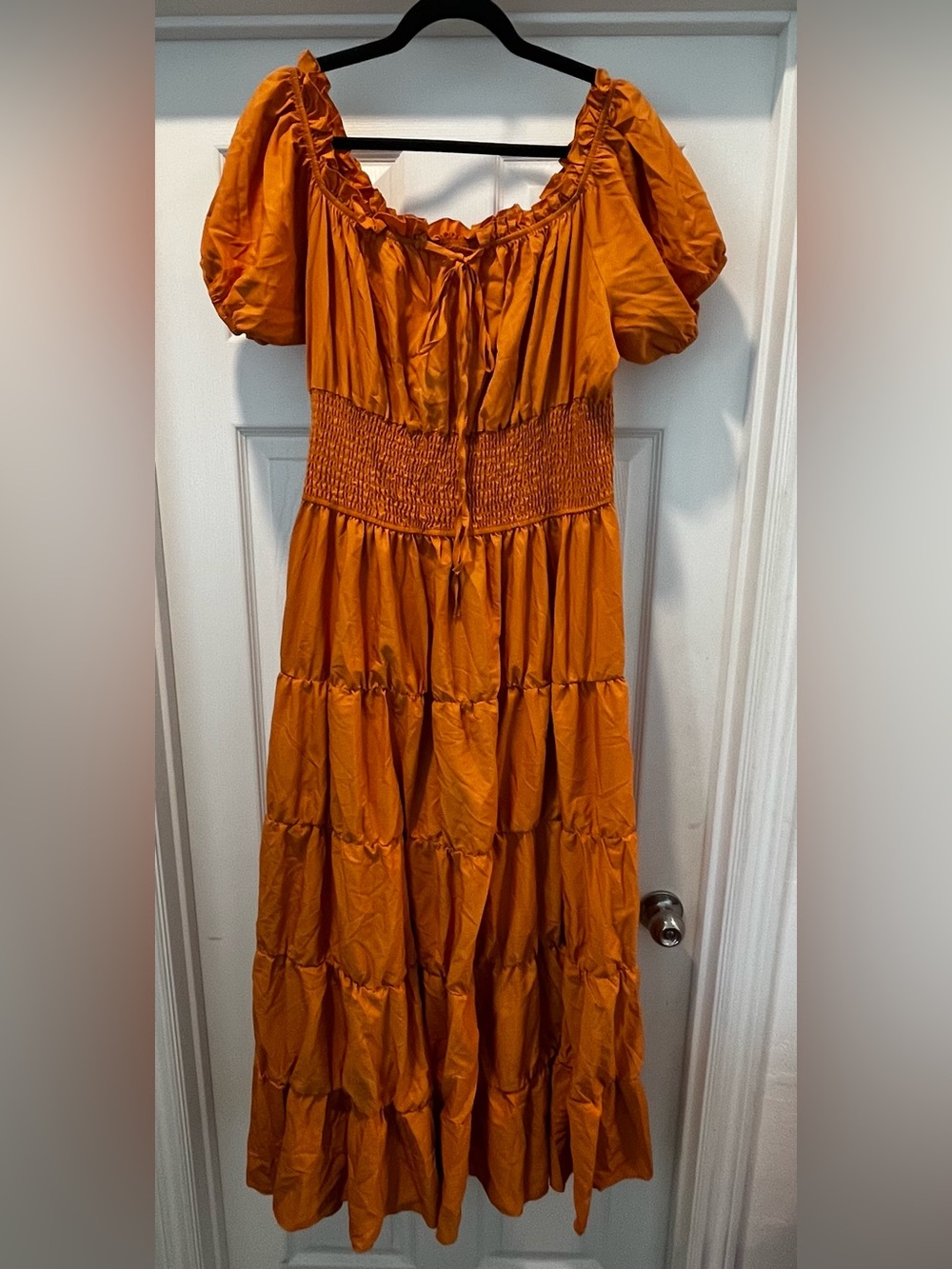 Smocked Waist Tiered Maxi Dress - Burnt Orange - Picture 2 of 3